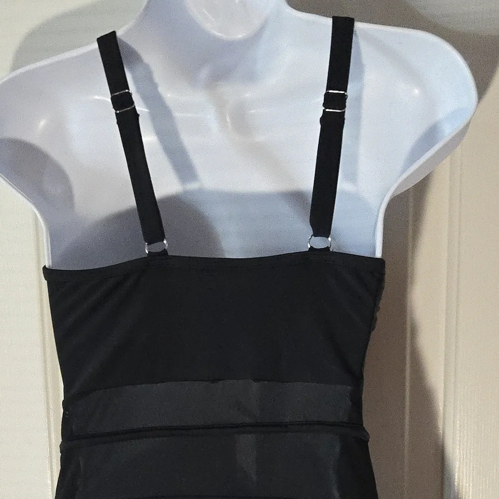 Holipick One Piece Swimsuit Bathing Suit Black Mesh Cutouts High Neck See Throug - Picture 5 of 16